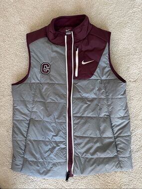 Nike Grey and Maroon Colgate Quilted Sleeveless Vest